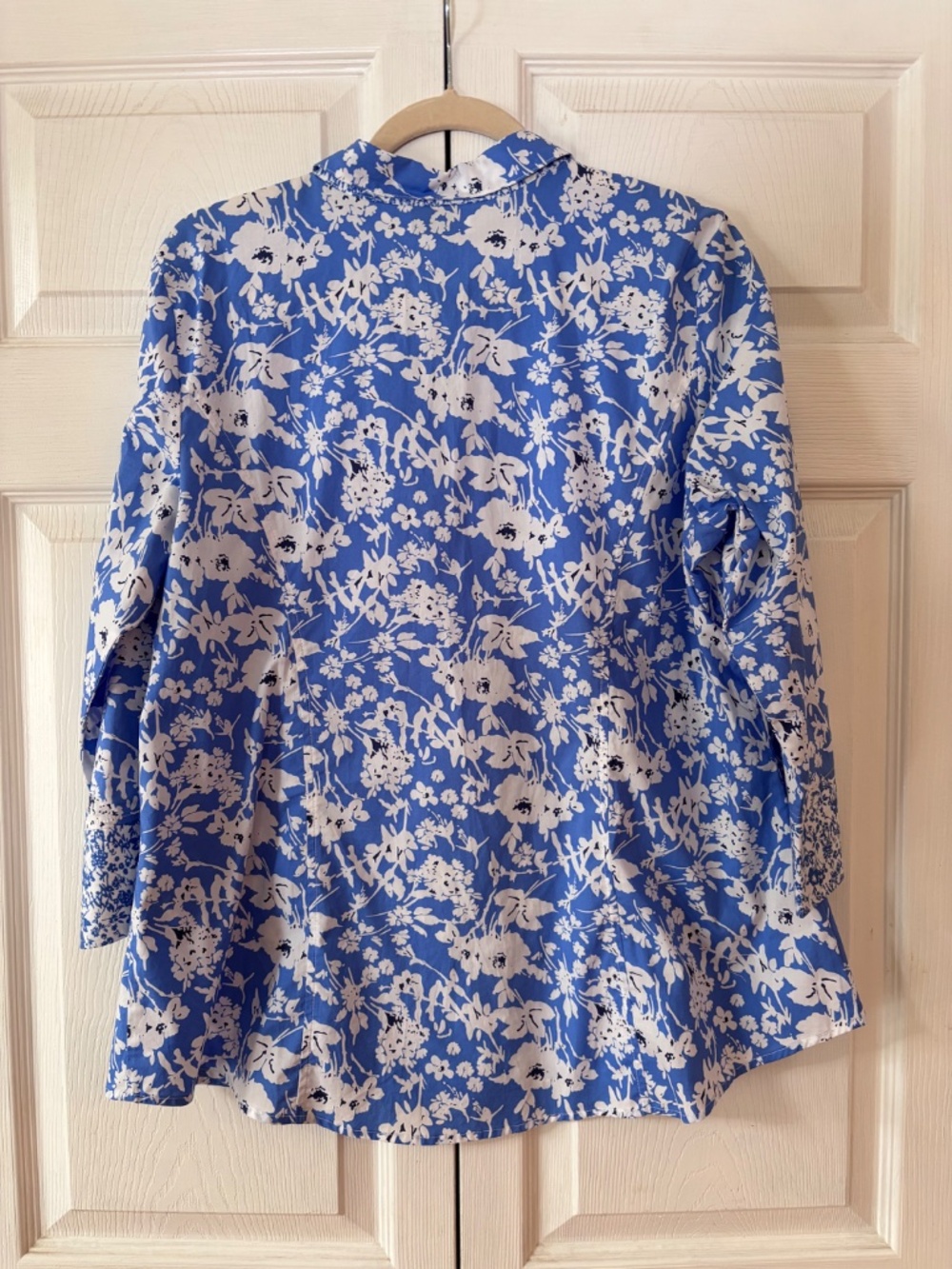 HABITAT Blue White Collared Button Down 3/4 Sleeve Shirt Size M - Picture 7 of 11